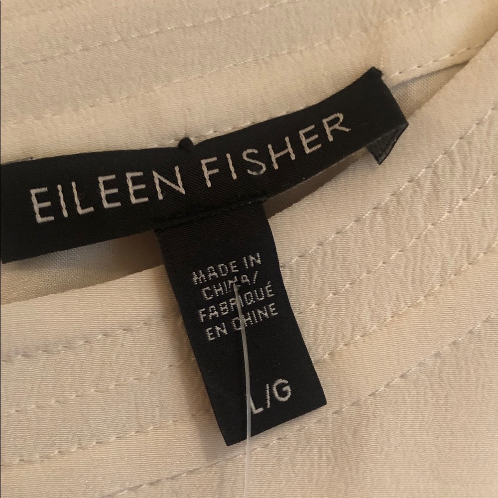 Eileen Fisher Sleeveless Crewneck Lined Silk Blouse - Cream - Picture 2 of 8